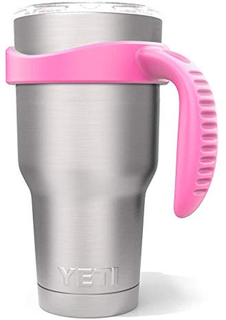 Tumbler Handle for 30 oz Yeti Rambler Cooler Cup, Rtic Mug, Sic, Ozark Trail Grip and more Tumbler Mugs - BPA FREE (Pink-CUP NOT INCLUDE)