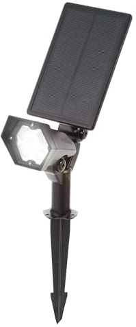 Esotec Solarstrahler kaltweiß für Garten, Solar Spot außen Multi 102048 | Solarstrahler kaltweiß, 240lm, 3 Leuchtstärken, bis 30h Leuchtdauer, Li-Ion Akku wechselbar, 1,5Wp Monokristallin, Erdspieß