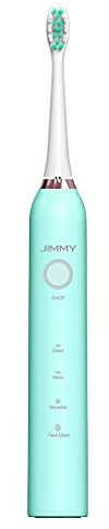 JIMMY T6 Elektrische Schallzahnbürste IPX7 mit 4 Modi, Ersatzkopf und Skincare Funktion mit speziellem Gesichtskopf