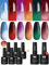 YTD Likomey Color Changing Gel Polish Set,6 Colors with Base and Top Coat Kit,Mood Temperature Change Colors Red Green Yellow Blue Ombre Thermal Manicure UV Gel Gift,8 Pcs 7.5 ml
