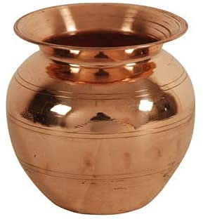 Copper Kalash Pot Lota Tumbler for Religious Hindu Puja Havan Aarti Water Storage Pot with Lining Design