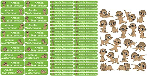 NEUHEIT: Bambinella® Namensticker mit Klassentier - personalisiert - 86 Klebe-Etiketten auf 3 Blatt
