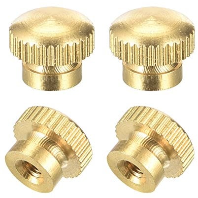 sourcing map Brass Knurled Thumb Nuts, M3x0.5mm Round Stepped Knobs Fasteners for 3D Printer, Electronic Equipment 4Pcs