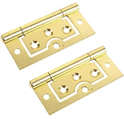 Brass Plated Hinges Door Flush Hinges 75mm/3-Inch Heavy Duty Hurl Hinges for Internal External Doors Cupboards Cabinets Dresser Wardrobes Pack of 2.