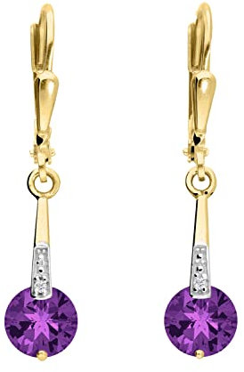 My Gold Amethyst Ohrhänger Ohrringe Gold 333 Gelbgold (8 Karat) Mit Zirkonia Hängend Hänger 30mm x 6mm Kaydence O-07566-G301