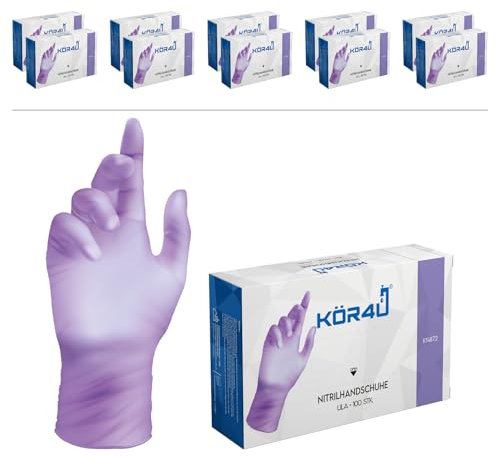 kör4u Lot de 1000 gants jetables en nitrile sans poudre et sans latex (violet, taille L)