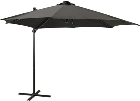 vidaXL Ampelschirm mit LED-Beleuchtung 300 cm Anthrazit