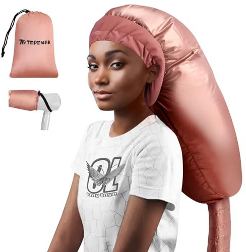 Haartrockenhaube Aufsatz – Extra Große Verbesserte Haube für Föhn Verstellbare, Weiche Trockenhaube, Einfach zu Benutzen für Naturlocken, Texturiertes Haar, Schnelles Styling & Trocknen(Roségold)