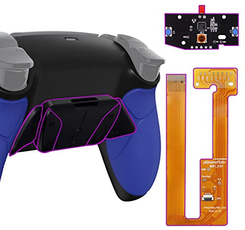 eXtremeRate Programmierbar RISE4 Remap Kit für ps5 Controller BDM-030/040/050, Remapper Board & Gummiert Grips Rücken Gehäuse/Case & Back Paddles Buttons für ps5-Berliner Blau
