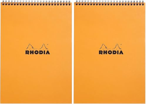 Rhodia 18501C - Spiral Notebook (Full Bound) Orange - A4 - Lined - 80 Detachable Sheets - Clairefontaine Paper 80 g/m - Soft and Resistant Coated Card Cover - Classic (Pack of 2)