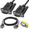 Xiatiaosann DB9 9 Pin Serial Port Cable, DB9 Male to Male Adapter Cable RS232 Straight for Data Communication, Laptop, With DB9 Female to Female Adapter