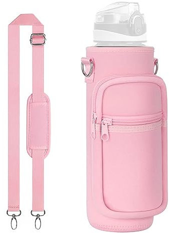 Water Bottle Carrier Bag,1L Water Bottle Sling Bag w/Adjustable Shoulder Strap & Phone Pocket for Daily Hiking Travelling Camping