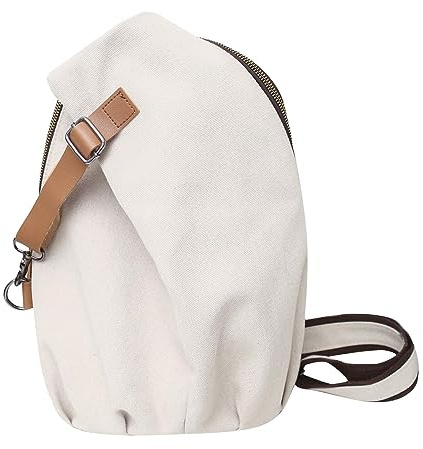 Vmokki Sling Rucksack Schulterrucksack Crossbody Bag Klein Anti Diebstahl Vintage Brusttasche Daypack Damen Herren für Alltag Outdoor Reise Fahrrad (Beige)