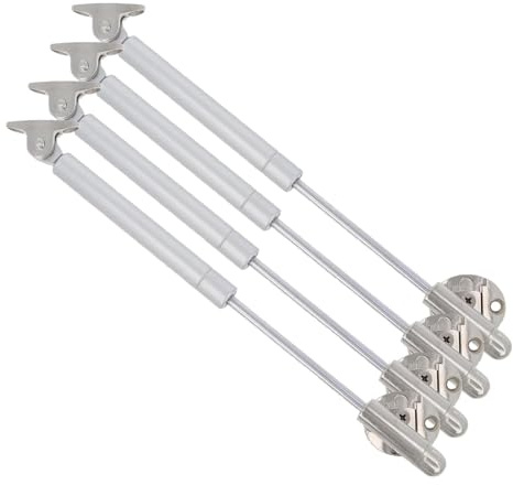 Amig - Compás de Gas para Elevación de Puertas Abatibles de Muebles | Mod.98 | Resistencia de carga: 8 kg | Amortiguador Regulable para Apertura Ascendente sin Impacto | Plateado (Paquete de 4)