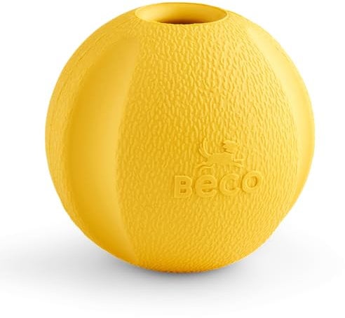 Beco Hundespielzeug - Naturkautschukball zum Apportieren, Spielzeug für Hunde, leicht zu Finden, leuchtende Farben - Gelb