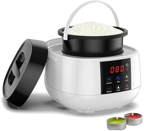 Pentola elettrica per sciogliere la cera di candela per realizzare candele, kit per realizzare candele fai da te con display della temperatura a LED Forniture per realizzare candele per adulti white