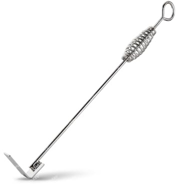 18 Charcoal Grill Rake Parts, BBQ Ash Tool Poker for Smoker. Cleaning Out and Moving Coals - Ash Shovel Tongs for Fireplace, Pizza Oven, and Wood Stove. Great BGE, Classic Joe Accessories, Stainless