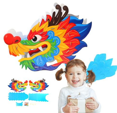KSHSAA Chinesischer Neujahrsdrachen basteln,Chinesischer Neujahrs-Papierdrache | Papier- -Bastel-Frühlingsfest-Dekoration - Chinesisches Neujahrsgeschenk, stabile Struktur, Sternzeichen-Maskottchen