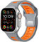 CeMiKa Correa Sport Compatible con Correas Apple Watch Ultra 2/Ultra 49mm 44mm 46mm 45mm 42mm Hombre,26mm Band de Repuesto Ajustable de Silicona para iWatch Series 10 9 8 7 SE 6 5 4 3 2 1,Gris/Naranja