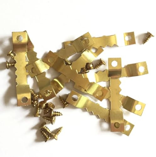 BYXG BYX Bildaufhänger, Schattenfugenrahmen - 40 Stück mit 80 Schrauben - Aufhänger für Bilderrahmen und Wechselrahmen aus Holz, Aufhänger für Holzrahmen, Zackenaufhänger für Keilrahmen