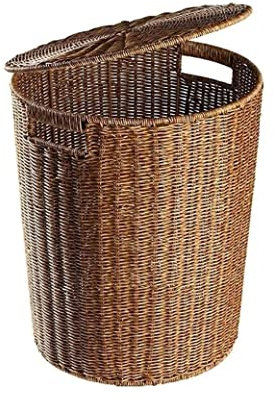 DEEDAV Cubo de Basura Bote De Basura Portátil Con Tapa, Contenedor De Almacenamiento Grande Con Asas, Contenedor De Basura Para Baños, Cocinas para Cocina y Hogar (Color : Dark Brown)