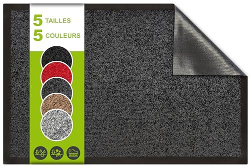 SQUATCH® | Tappeto d'ingresso interno | Zerbino resistente e antiscivolo | assorbe l'acqua e raccoglie lo sporco | facile da pulire | Collezione FUTURE (Antracite, 40x60cm)