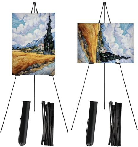 ZOFUN 2er-Pack Metall-Staffelei Schwarz, 169cm Verstellbares Stative Leinwand Malerei Display Teleskop Boden Staffeleien Willkommensschild hochzeit für Kunst, Hochzeitsschilder, Messen, Ladenschilder