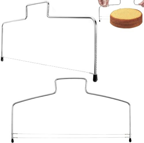 DALAETUS 2 Pcs Professional Cake Cutter Set, Adjustable Cake Leveller Cutting Wire, Stainless Steel Cake Slicer, Kitchen Baking Tool for Birthday Layer Cake Bread