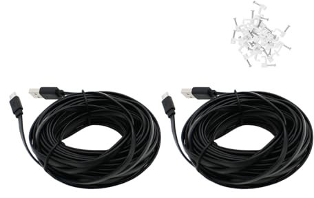 PDEEY 2 Pack USB Type-C Cable 25 ft for CCTV Security Camera Outdoor, Flat Waterproof