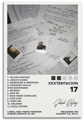 Szzmyo Xxxtentacion 17 Album-Poster - Dekoratives Gemälde, Moderne Ästhetische Leinwand für Schlafzimmer, Wohnzimmer - Kunst Dekoration, 20 x 30 cm, Ungerahmt