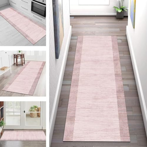 Teppich Läufer Küche Flur Wohnraum Teppichläufer Lang Küchenteppich Rutschfest Waschbar Rot Läufer Matten Teppichmatten 60X500CM Küchenläufer Meterware Flurteppich Abstrakte Wohnzimmer Schlafzimmer