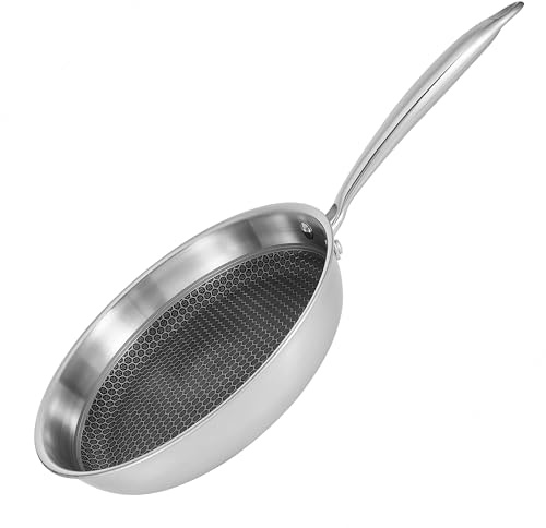 RESTO Pfanne, Universalpfanne mit Tri-Ply System (18/10 Edelstahl+Aluminium+18/10 Edelstahl), Wabenstruktur, Energieeinsparung 25% - für alle Herdplatten geeignet, auch Induktion (Ø24 h=5.0 cm)