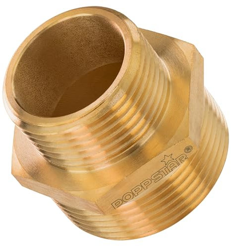 Poppstar Messing Reduziernippel Außengewinde 1 Zoll auf 1 1/4 Zoll, mit Sechskant, 1 Stück