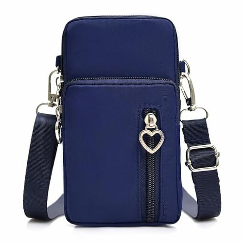Handytasche zum Umhängen Damen, Handy Umhängetasche, Mini Handy Umhängetasche, Leichte Kompakte Crossbody Umhängetasche mit Schultergurt und Kopfhörer Loch, für Alltag Shopping Reisen (Marineblau)