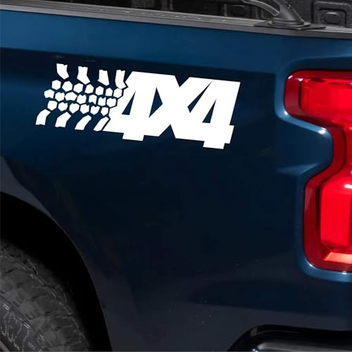 Set 4 Adesivi Stickers Scritta 4x4 Off Road Pick-up Fuoristrada Militari in Vinile Auto Camion Panda per esterni carrozzeria decalcomania accessori tuning cod. 2410 (010 Bianco)