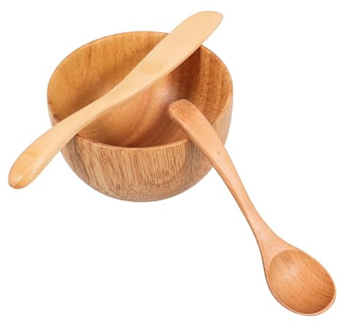 Beaupretty Facial Mask Mixing Bowl Set Wood Mask Bowl Spatula Skincare Tool Diy for Home