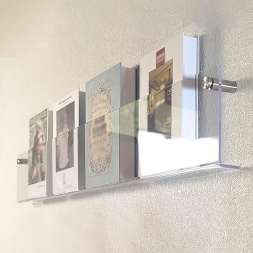 Clear Acrylic Shelf Vinyl Record Shelf Clear Magazine Holder Display Rack, Wall Mounted Literature Brochure Shelf Plastic Acrylic Box for Storage Show Vinyl Record Newspaper Comic File, Transparent Ha