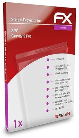 atFoliX Lámina Protectora de plástico Cristal compatible con SPC Gravity 5 Pro Película Vidrio, 9H Hybrid-Glass FX Protector Pantalla Vidrio templado de plástico