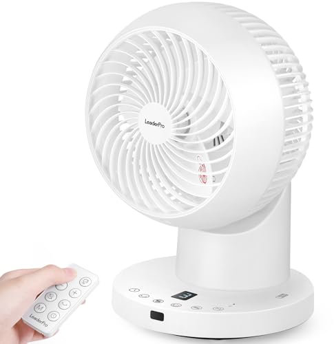 Ventilador de mesa, 4 velocidades, Ventilador Turbo Potente Circulación, Mando a distancia, Silencioso, de Aire para Dormitorio Salón Cocina Oficina, blanco