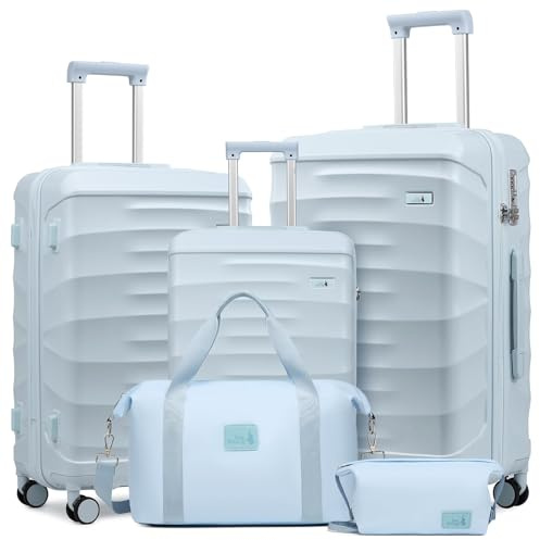 Sea choice Set de Valise 5 Pièces Rigide ABS Bagageset pour Voyage M/L/XL | Sac de Voyage et Trousse de Toilette,Compartiment sec/humide,Rigides Légères en ABS,avec 4 Roues Pivotantes et Serrure TSA