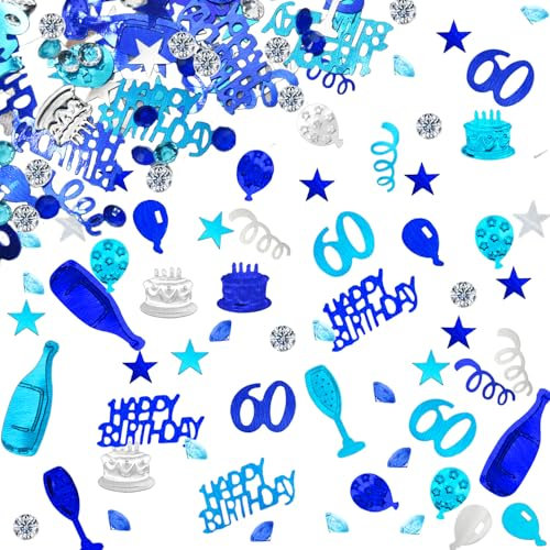 60 Konfetti Deko Geburtstag 60 Geburtstag dekoration Confetti 60. Streudeko Blau Silber Frauen Männer