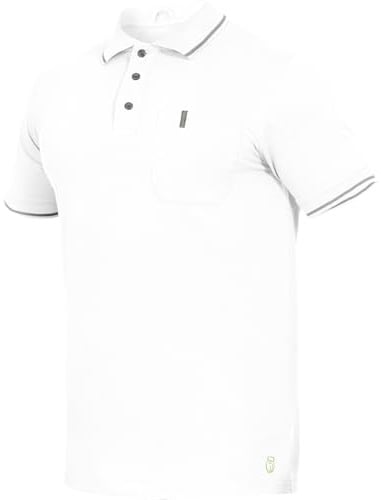 Leibwächter Polo-Shirt Herren Flex-Line – Weiß – Gr. XL – Poloshirt mit Brusttasche – Kurzarm Poloshirts mit 3 Knöpfen – 50% Baumwolle 50% Polyester – Sommer Arbeitsbekleidung für Herren