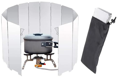 KLLJ Campingzäune,Clôtures de Camping,Klappbare Windschutzscheiben,Windschutz Gaskocher,Campingkocher Windschutz Lamellen,Camping Gaskocher Windschutz