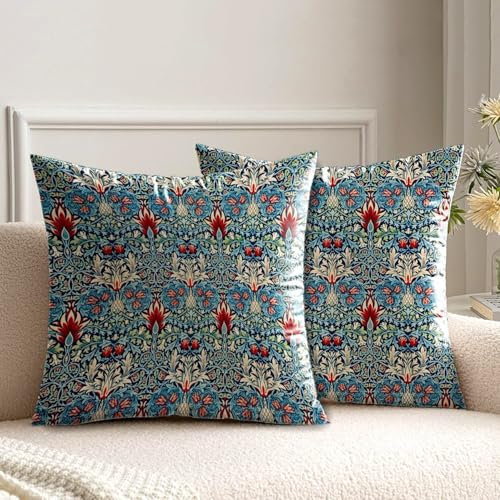 kissenbezug 40x40 cm kissen william morris blau deko für sofakissen kissenbezüge 2er set doppelseitiges muster dekokissen couchkissen kissenhülle sofa schlafzimmer wohnzimmer zimmer zierkissen