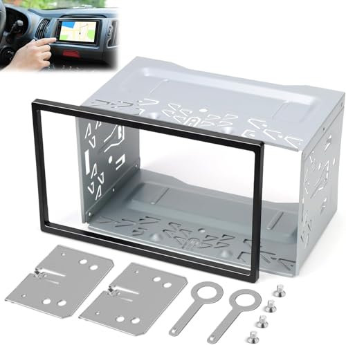 Marco Universal de Radio de Coche 2 DIN, Kit de Montaje para Radio de Coche Doble DIN, Marco de Metal para Radio, Marco para Pantalla Doble DIN Universal, para Reproductor de DVD, Navegación GPS