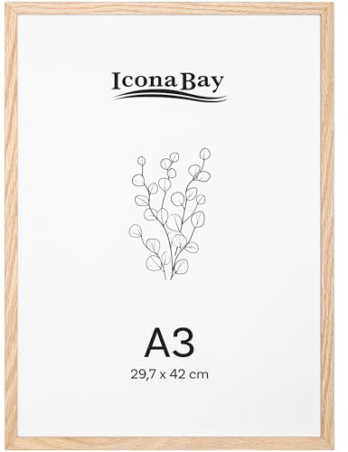 Icona Bay Bilderrahmen aus massivem Eichenholz – DIN A3 29,7 x 42 cm, Natur | Icona Bay Wood-Kollektion – Kleiner Fotorahmen Aus Echtholz – Moderner Stil – Nur Wandhalterung