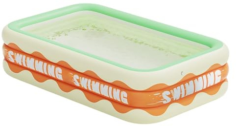 DAWCBVJQ Piscine Gonflable Familiale 180 x 130 x 60 cm Pataugeoire PVC Piscine Hors Sol Gonflable Piscines Gonflables pour Enfant Résistant À La Chaleur 70°C Rectangulaire, pour Jardin, Balcon