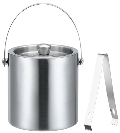 1.6L Double Wall Insulated Stainless Steel Ice Bucket with Lid & Tongs | Leakproof design keeps ice colder for longer, includes lid, tongs and scoop, perfect for bars, BBQs, parties and restaurants