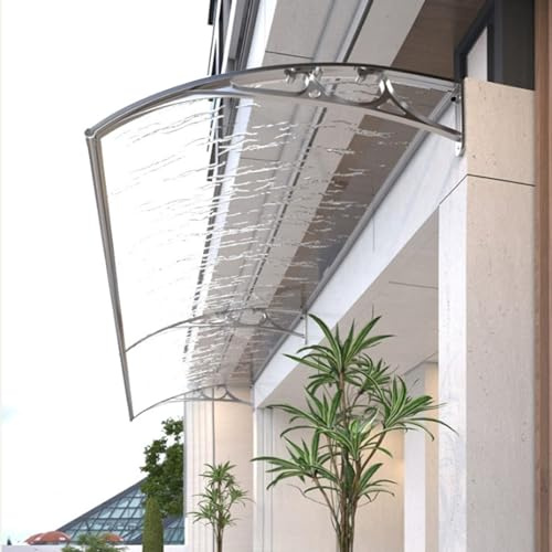 Modular Aluminum Awning with Polycarbonate Canopy Noise Reducing Pergola for Door Window Adjustable Size 60 80 100 120cm (31x157) Weather Resistant Outdoor Shade