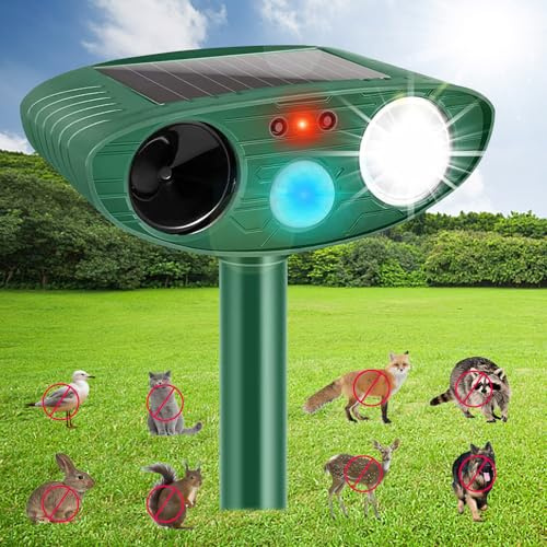 Marderschreck Katzenschreck für Garten, Wasserdicht Solar Katzenschreck mit Bewegungssensor, Vogelschreck Tiervertreiber gegen Katzen, Vögel, Katzenabwehr für Farm